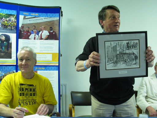 Jon Cowley and John Mellor at the Vestry Hall meeting