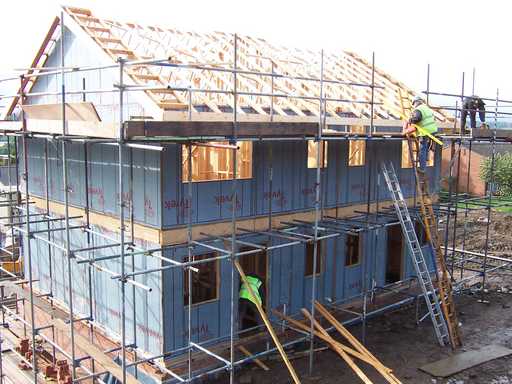 A house under construction at the Earldom site