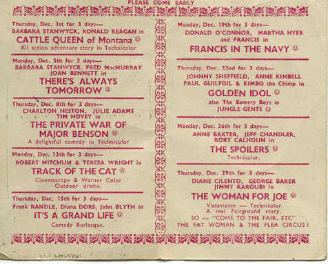 Paragon Cinema programme for December 1955