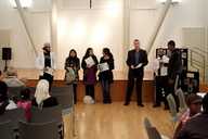 Young people being presented with their awards