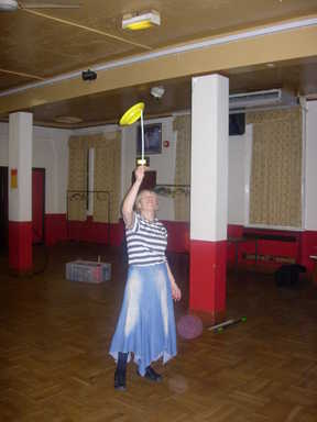 Molly trying out plate-spinning