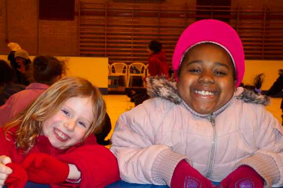 Skaters stop and pose
