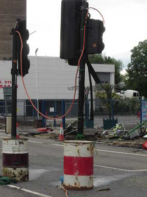 Traffic lights, Wicker Arches.