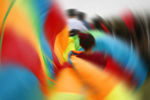 New Games gave a parachute display