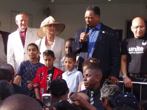 Jesse Jackson on stage at Ellesmere Green