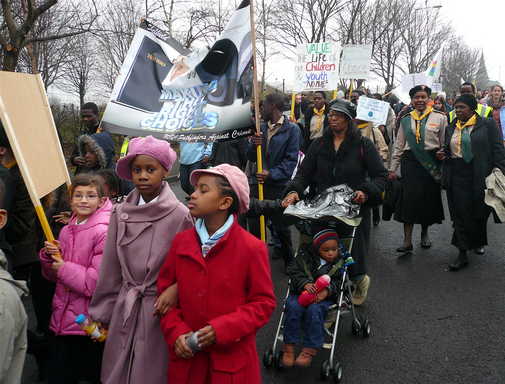 The march nears Spital Hill