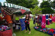 Colourful textile stallholder.