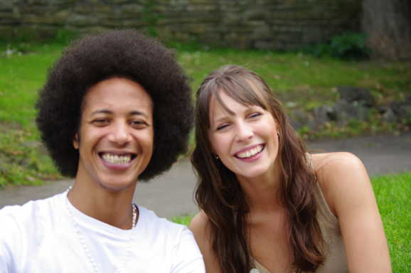 Happy couple posing.