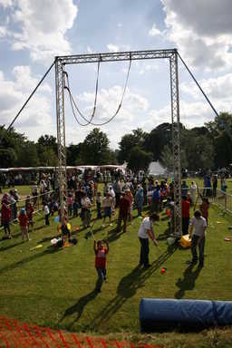 Learning circus skills together.