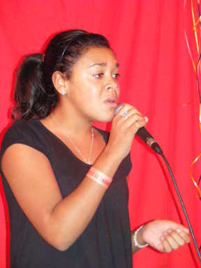 Carly Wellington on stage