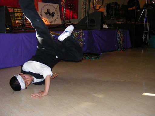 Sammy breakdancing.