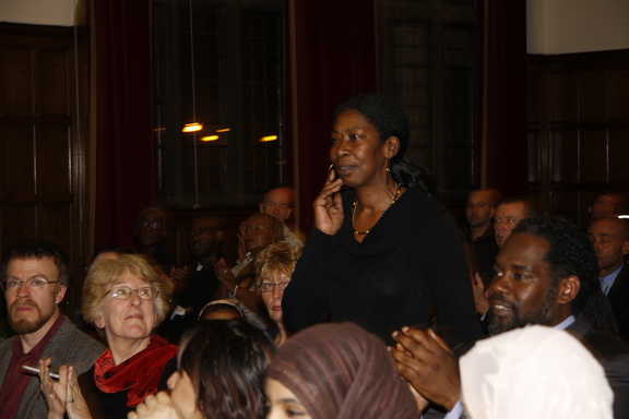 Elaine Virgo makes her way to the stage