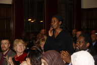 Elaine Virgo makes her way to the stage