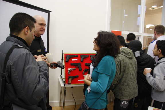 Young people being informed about guns