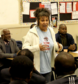 Pat Regan speaks to the Burngreave Community following the death of Jonathan Matondo