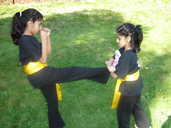 Students practising.