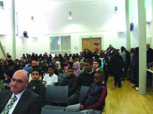 A packed Vestry Hall hears Sonia Sharp, head of the council's children and young people directorate