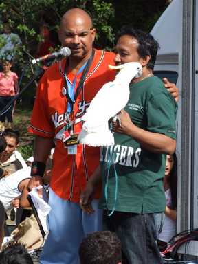 Local resident with his pet Cockatoo