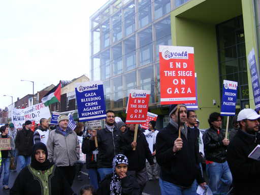 Determined marchers head into town.