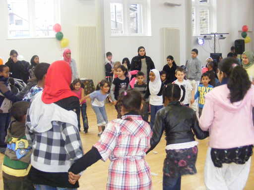 Children get together for festive party.