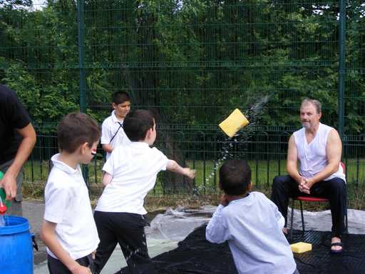 Mr Carter faces the wet sponge.