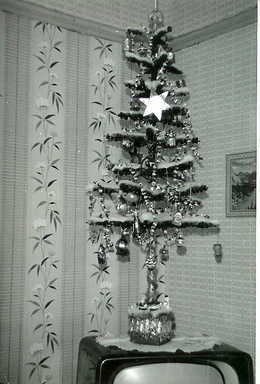 Christmas Tree on top of the TV.