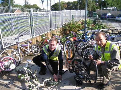 ... whilst mechanics from Pedal Ready did bike safety checks on the pupils' own bikes.
