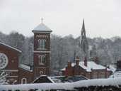 St Catherine's Church and Burngreave Cemetery Chapel under snow 
