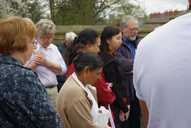 Walkers stop and pray