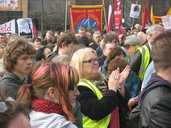 Crowd applauding speakers at Lib Dem demo