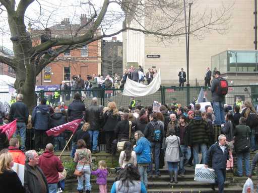 Demonstratrors at Lib Dem Party Protest