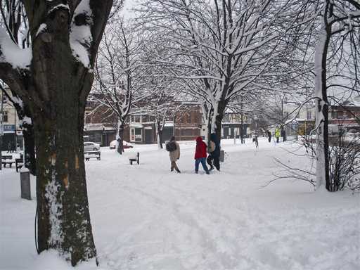 People walking in the snow