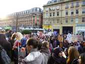 Parents, children and childcare workers take part in the protest