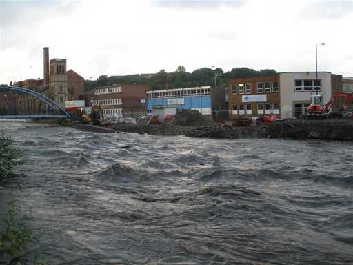 Nursery Street pocket park and flood defense under construction