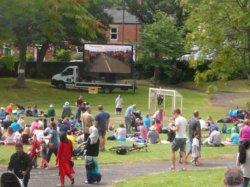 Giant TV screen in the park