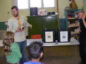 Scouts set up polling booths at the Cornerstone Building