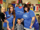 Jess & Jo before having their heads shaved...